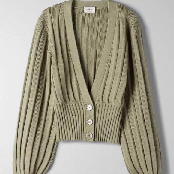 Aritzia Wilfred Sage Green Plunge Front Cardigan Size S - Picture 4 of 6
